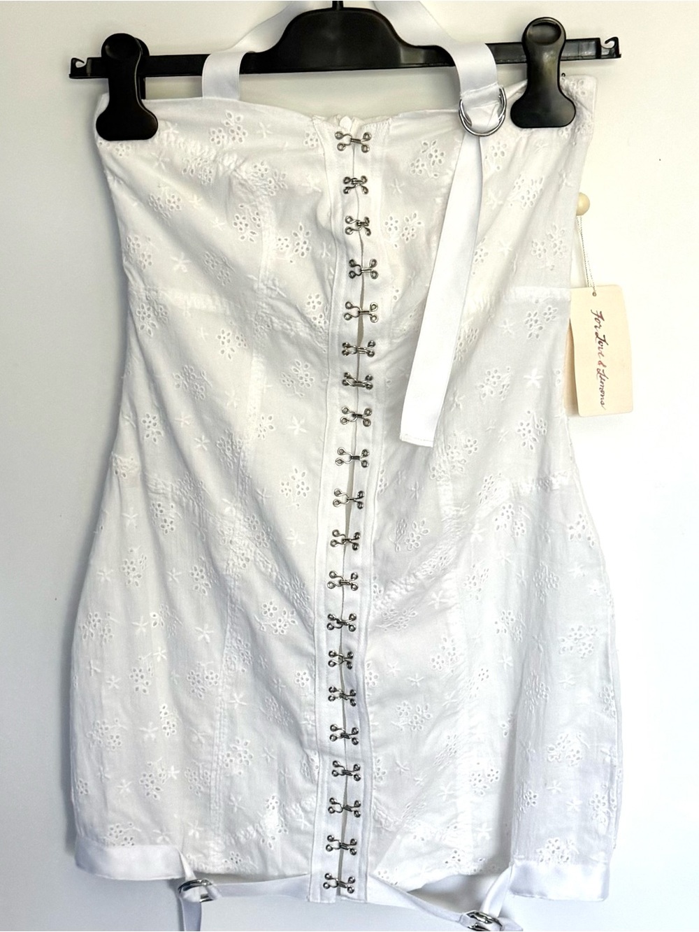 NWT For Love and Lemons Sample White Eyelet Halter Mini Dress | XS